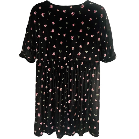 ASOS Design | Black Velvet Floral Printed Mini Dress | Size M | NWOT - Picture 7 of 14